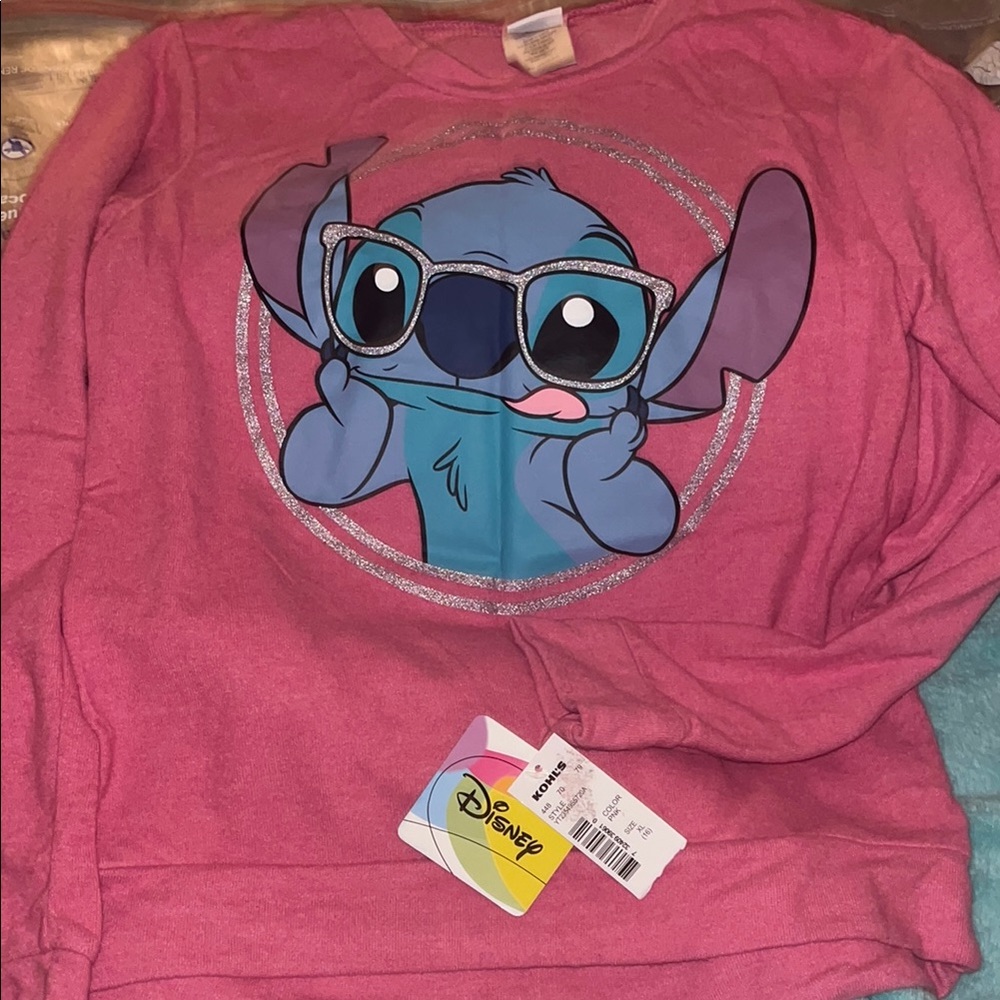 BNWT- Disney Kids Pink Stitch Sweatshirt